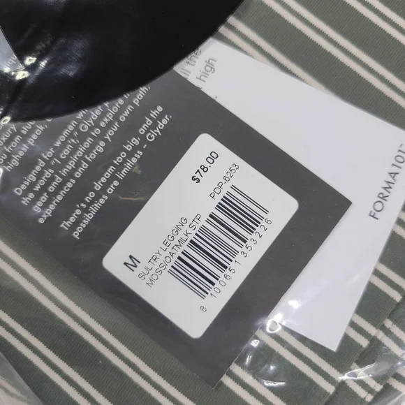 GLYDER Green Striped Sultry Leggings - M - Picture 5 of 5